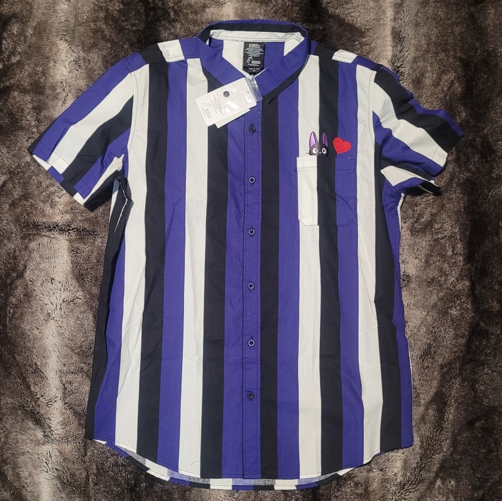Kikis delivery service button up Striped shirt size xl